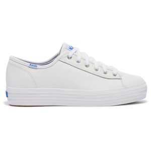 Keds All-White Leather Platform Tennis Sneakers Low Top